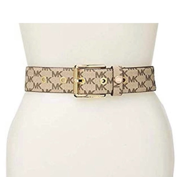 Michael Kors Women's  Mk Design Square Buckle Fashion Belt Dark Beige. NWT - Picture 6 of 10